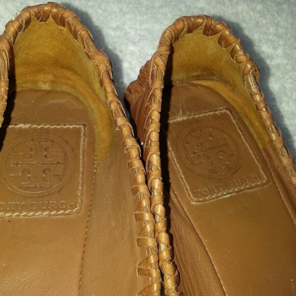 Brown Leather Tory Burch Ballet Flats Well Worn - Picture 7 of 9